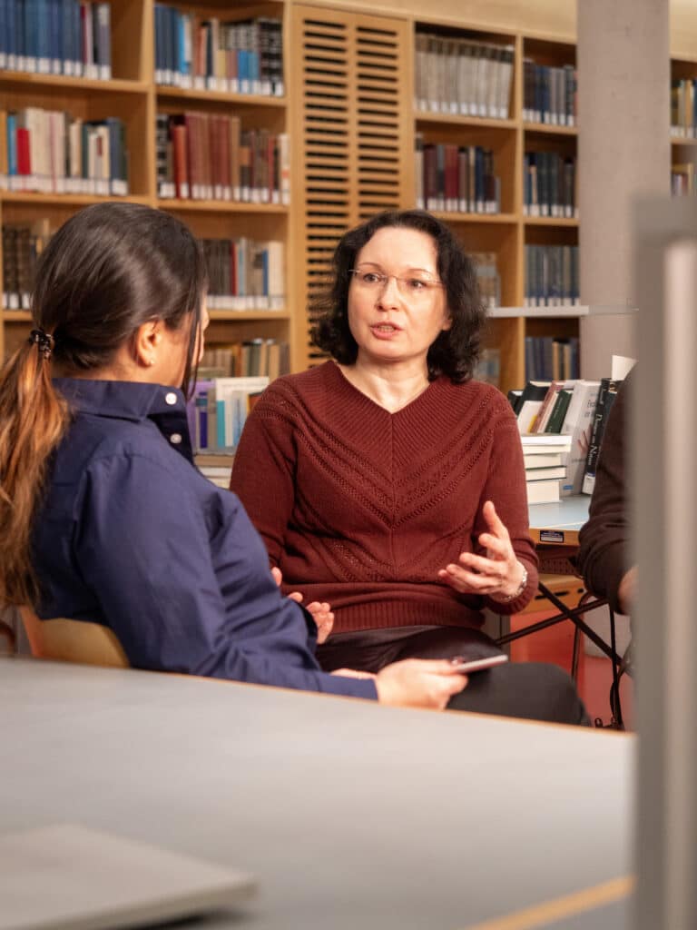 Dr Maria Avxentevskaya being interviewed