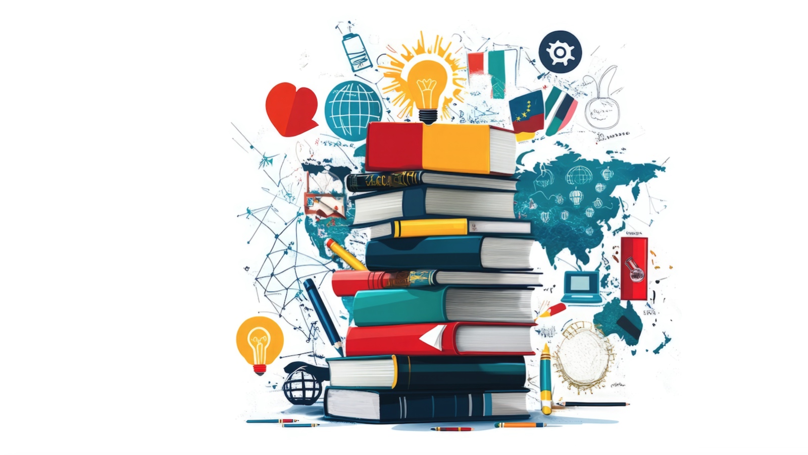 stock image of a stack of books and ideas