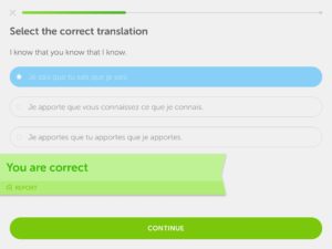 Duolingo app interface