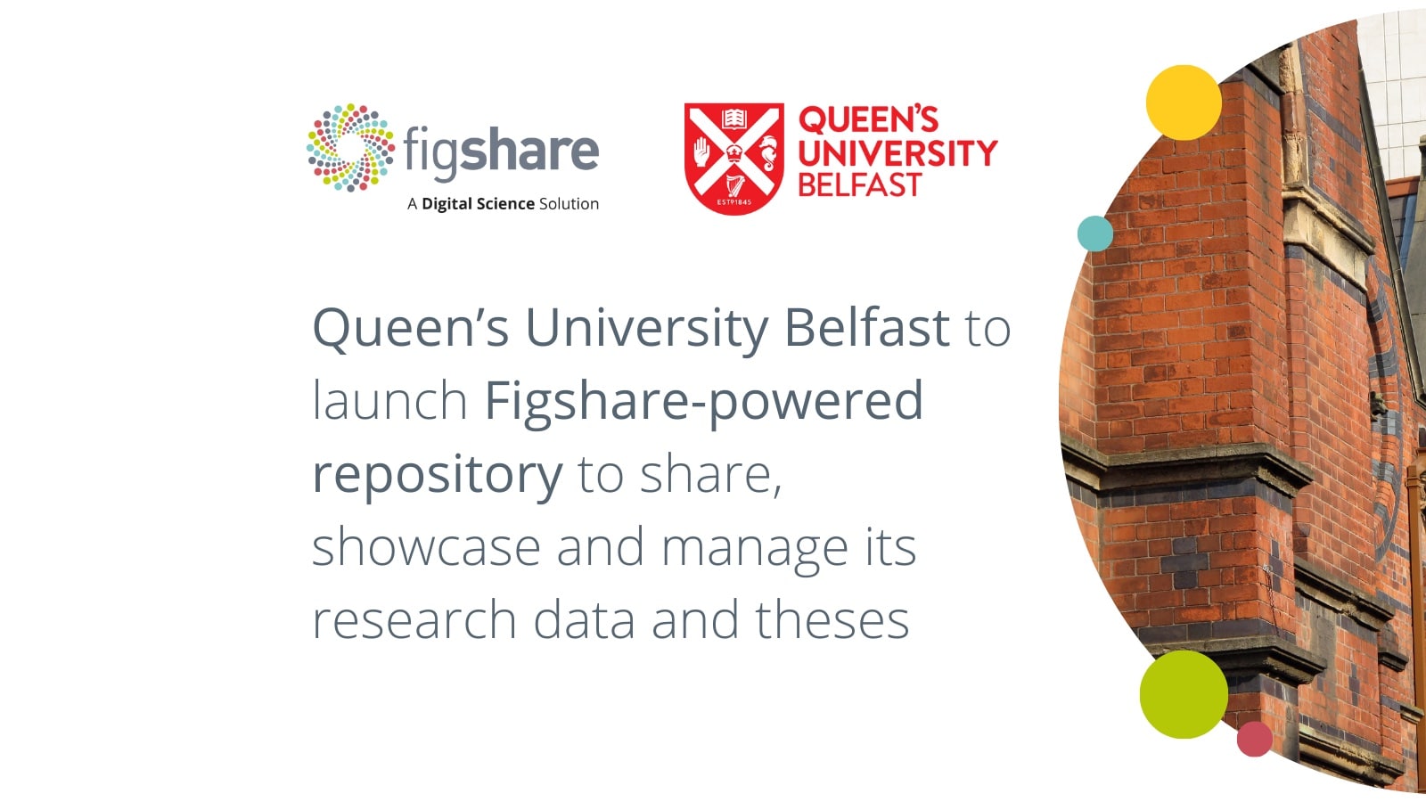 banner image with text - Queen’s University Belfast to launch Figshare-powered repository to share, showcase and manage its research data and theses