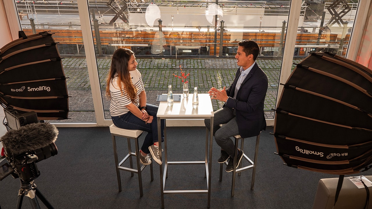 Dr Gilbert De Gregorio being interviewed