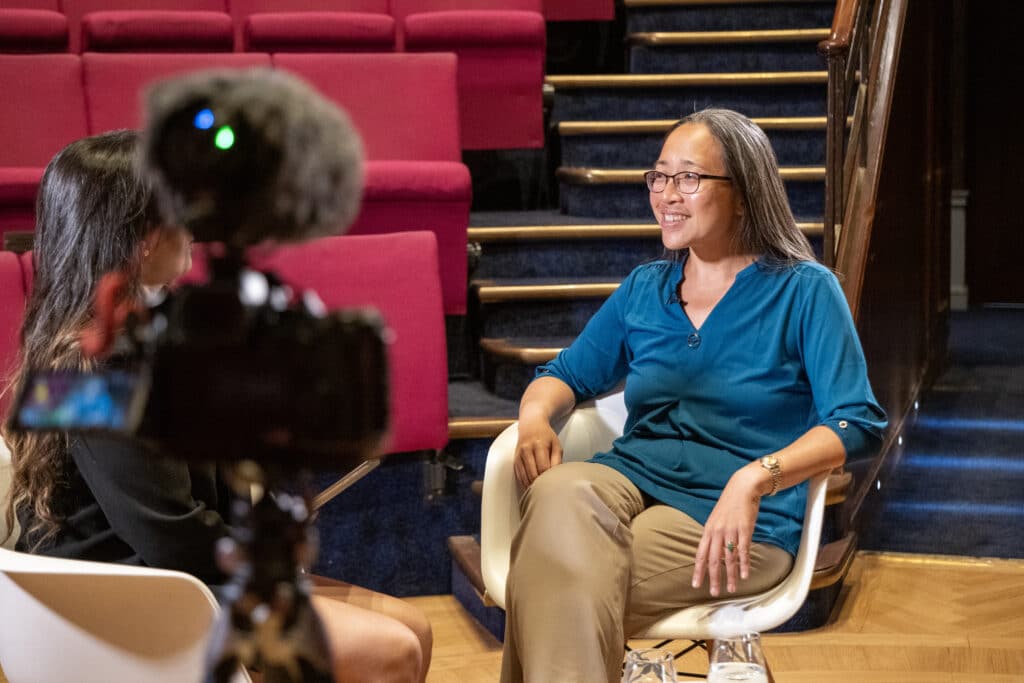 Dr Eugenia Cheng speaking with Suze Kundu