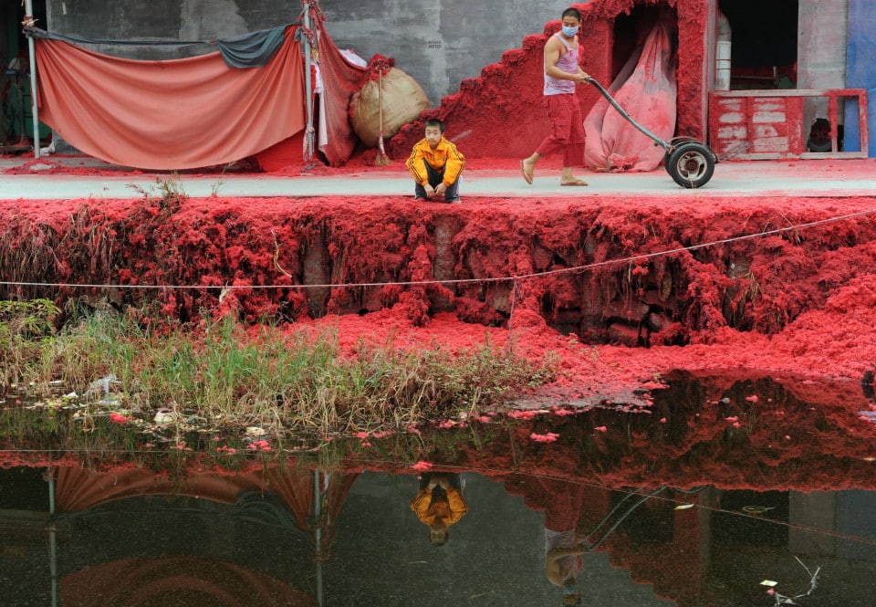 polluted river in China