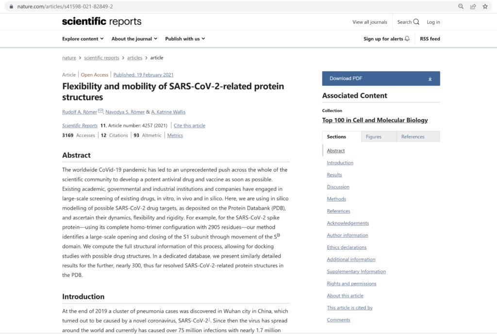 The published article, which features in the Top 100 in Cell and Molecular Biology collection