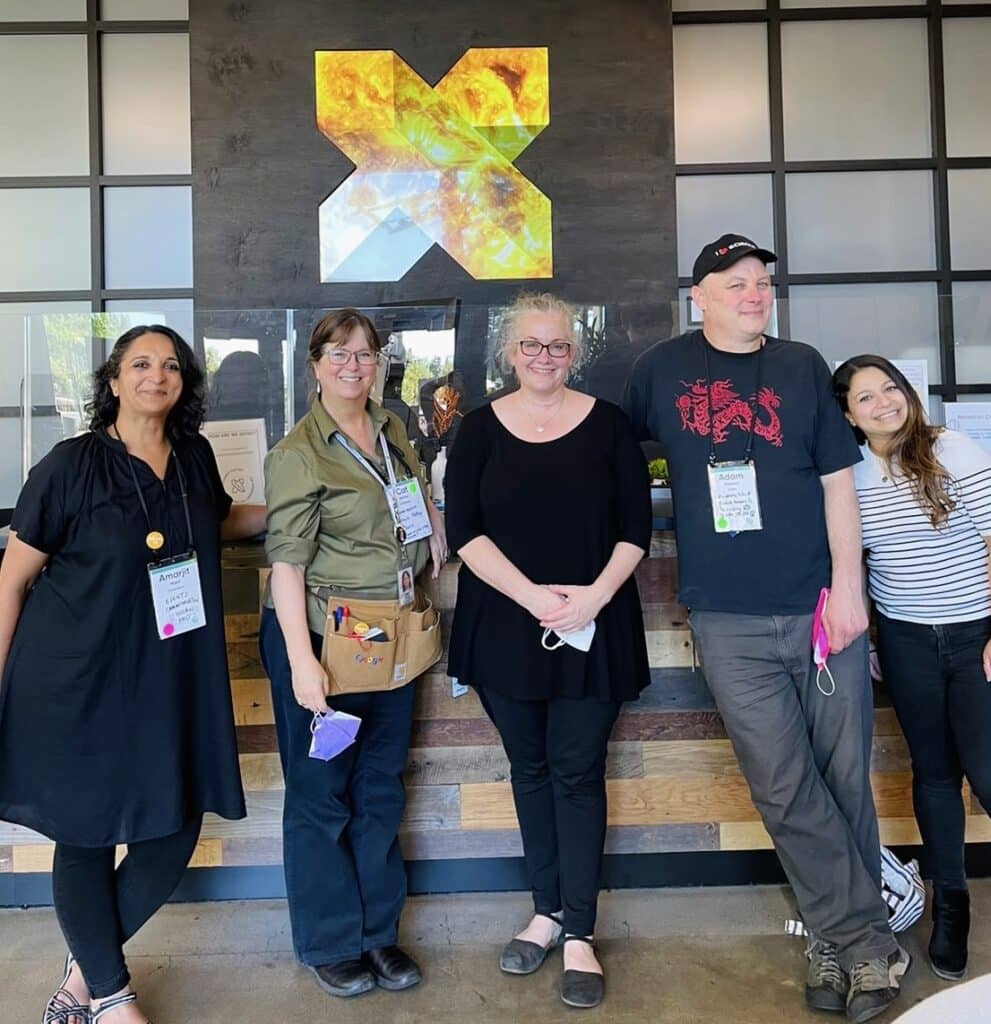 Attendees at Sci Foo 2022, pictured at X - Amarjit Myers, Cat Allman, Marsee Henon, Adam Flaherty and Suze Kundu