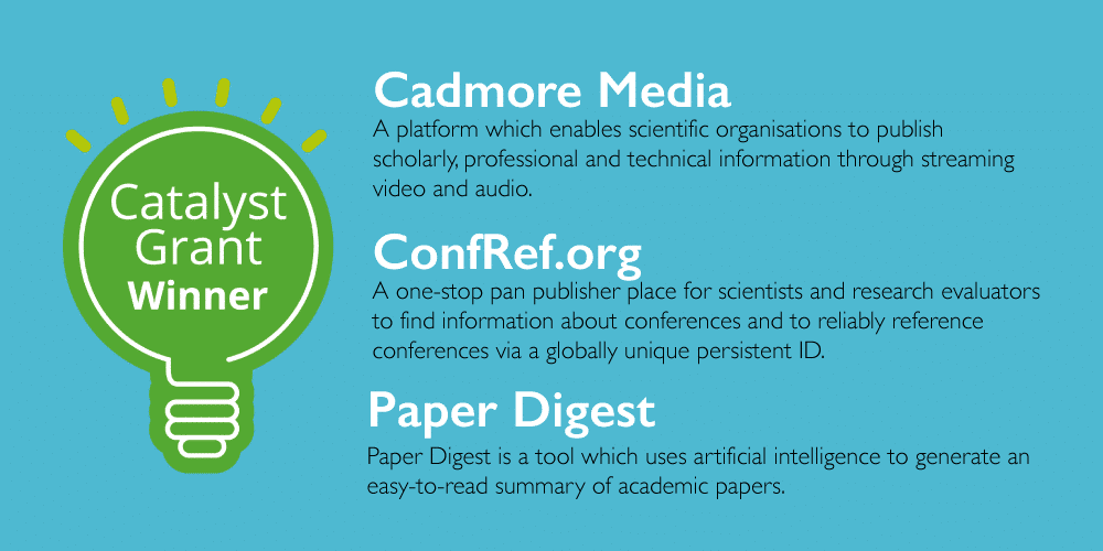banner listing the companies who were awarded the Catalyst Grant