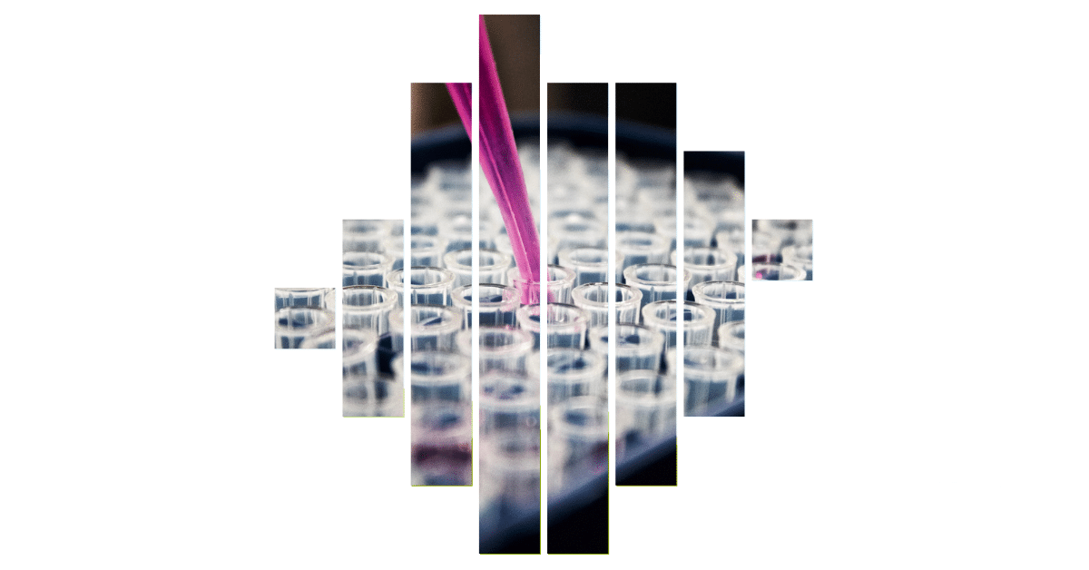 photo of beakers in a lab