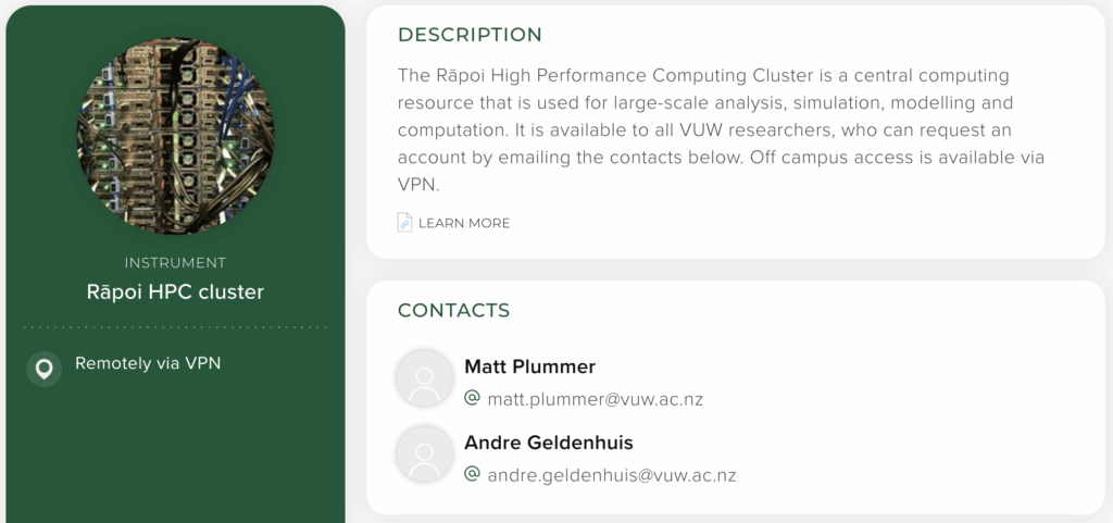 interface of Rāpoi High Performance Computing Cluster
