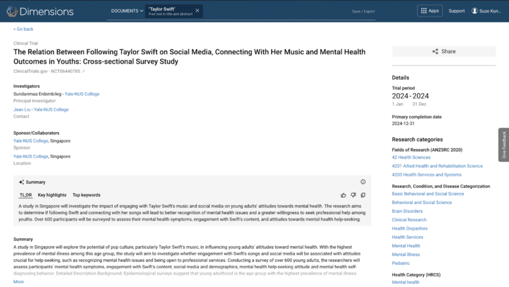 Dimensions interface